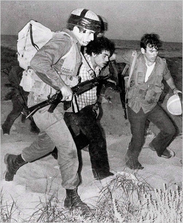 Samir Qontar, center, is captured after he carried out an attack in Nahariya, Israel that led to the deaths of Danny Haran and his two daughters, April 22, 1979.