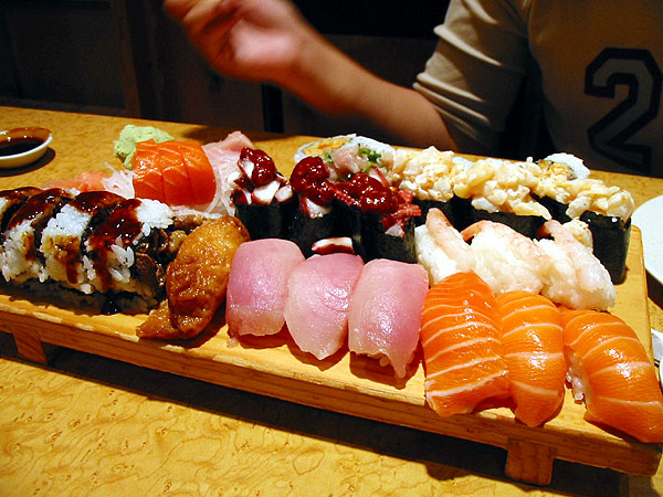 A traditional sushi meal.
