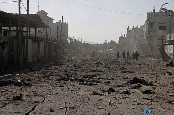 On the twelfth day of Israels war against Gaza, the aftermath of an airstrike in the Rafah refugee camp, January 7, 2009.