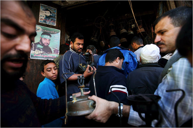 On the twenty-first day of Israels war against Gaza, Gazans trying to convert stoves to diesel because of a shortage of cooking gas, January 16, 2009.
