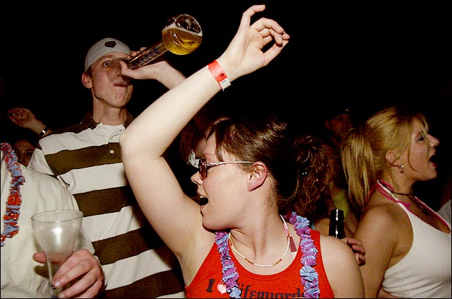A girl named Kayla Peters at a bar in Fargo, North Dakota, where she was told she could not do a 'power hour' to celebrate her 21st birthday.