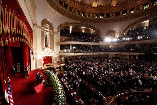 The so-called U.S. President, Al-Buraq Hussein Abu-Ommo, addresses what so-called Muslim World, Cairo University, Egypt, June 4, 2009.