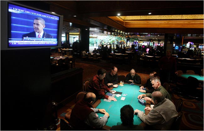 The Mirage Hotel during the inauguration of the so-called US president Al-Buraq Hussein Abu-Ommo, Las Vegas, January 20, 2009.