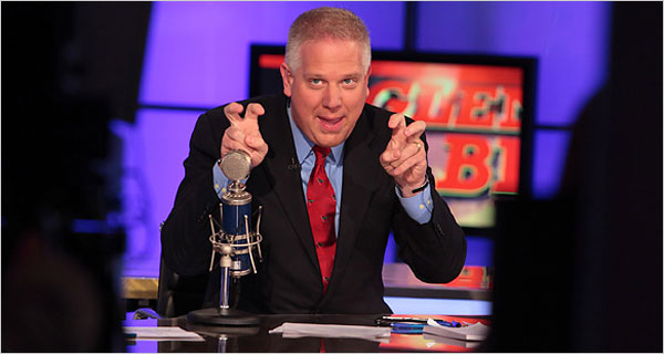 Glenn Beck during his Fox News Channel show as it became attracting 2.3 million viewers in March 2009, just two months after its launch.