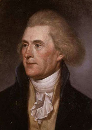 U.S. Third President Thomas Jefferson, painted by Charles Willson Peale, Philadelphia, 1791.