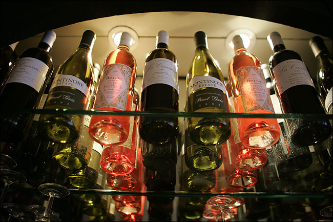 Wines at the Mermaid Inn, New York, July 2004.