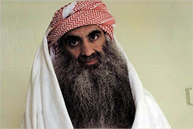 Khaled Sheikh Mohammed in a photograph taken by the International Committee of the Red Cross in 2009 in Guantánamo Bay, Cuba, and released by his family.