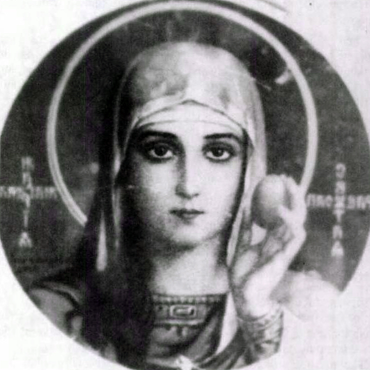 Painting of Mary Magdalene holding up an egg towards the Emperor Tiberius, the Russian church of St. Mary Magdalene, Jerusalem.