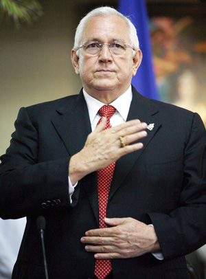 Roberto Micheletti, the interim leader of Honduras who ousted the left-wing President Manuel Zelaya and sent him to Costa Rica in June 29, 2009.