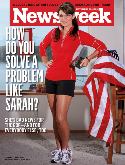 Sarah Palin on Newsweek cover of issue dated November 23, 2009.