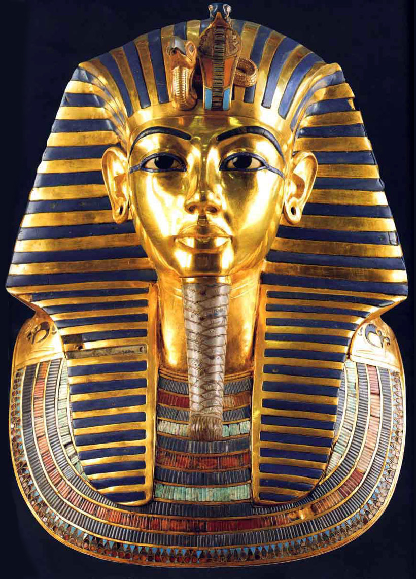 Golden funeral mask of King Tut Ankh Amun