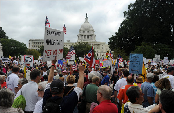 Hundreds of thousands of taxpayers storm Washington, D.C., to take their fight against excessive spending, bailouts, growth of big government and soaring deficits to the front door of the U.S. Capitol, September 12, 2009.