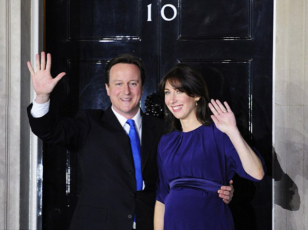 David Cameron, with his wife Samantha, shortly after he became the new Prime Minister of the United Kingdom, outside 10 Downing Street, May 11, 2010.