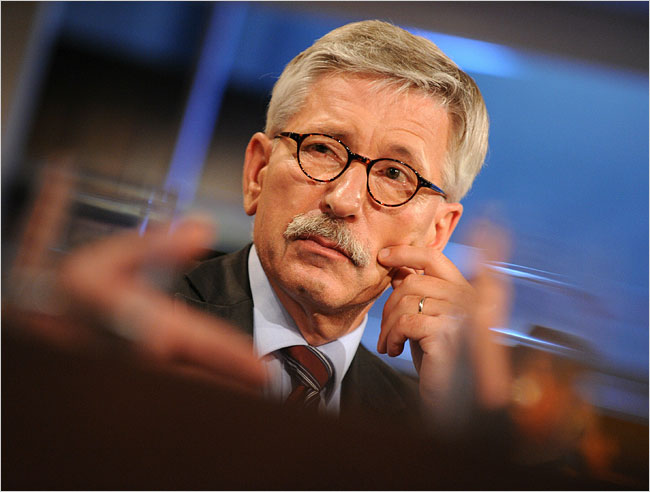 The executive with the German central bank, Bundesbank, and former senator of finance from Berlin, Thilo Sarrazin, during a television interview, Berlin, August 31, 2010.