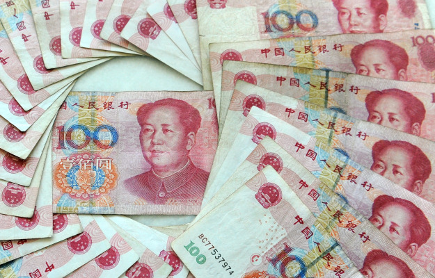 Chinese currency, the Yuan, notes.