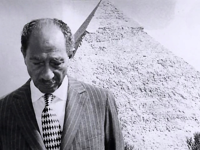 Egyptian President Anwar A-Sadat at the Pyramids, Giza, Egypt, c. 1975.