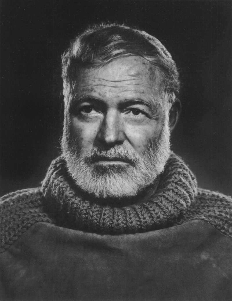 Iconic image of Ernest Hemingway captured by the celebrated portrait photographer Yousuf Karsh, Hemingway's home, Cuba, 1957.