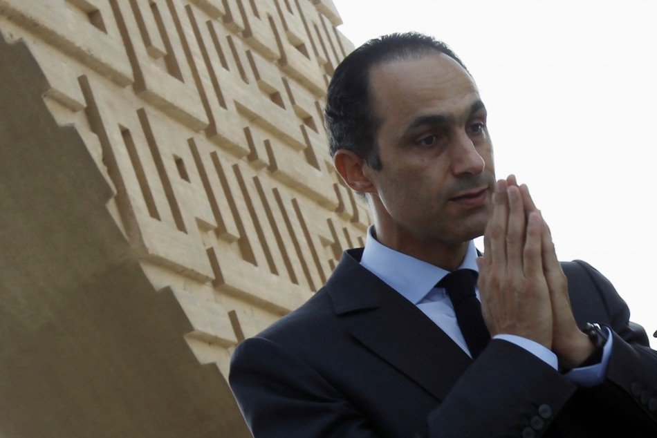 Gamal Mubarak, the son of Egypt's President Hosni Mubarak and head of the Higher Political Committee of the National Democratic Party (NDP), at Anwar a-Sadat's tomb during Sadat's 29th death anniversary, Cairo, October 6, 2010.