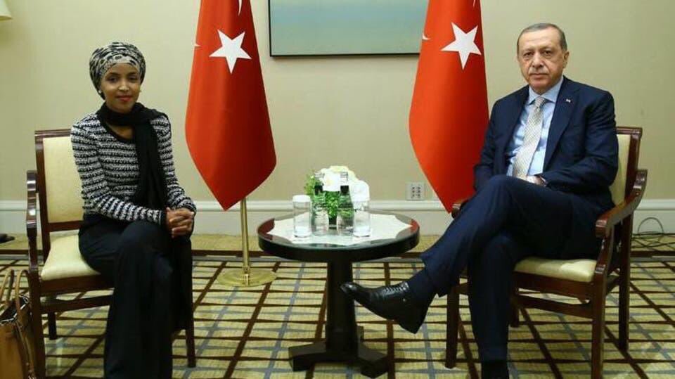 Rep. Ilhan Omar (D-MN) meets with Turkish President Erdoğan during the 2017 UN General Assembly.