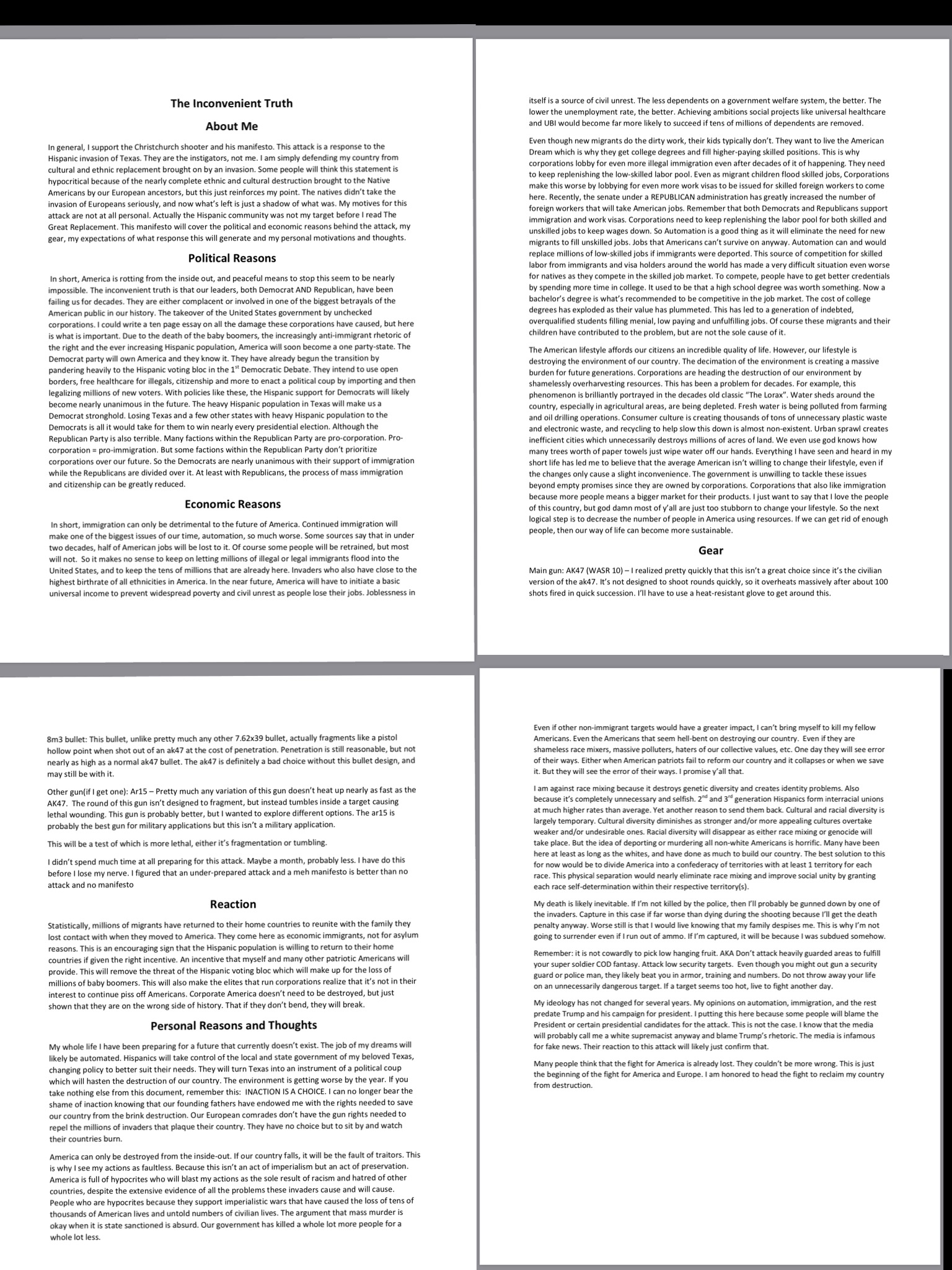El Paso shooter Patrick Crusius manifesto, August 3, 2019.